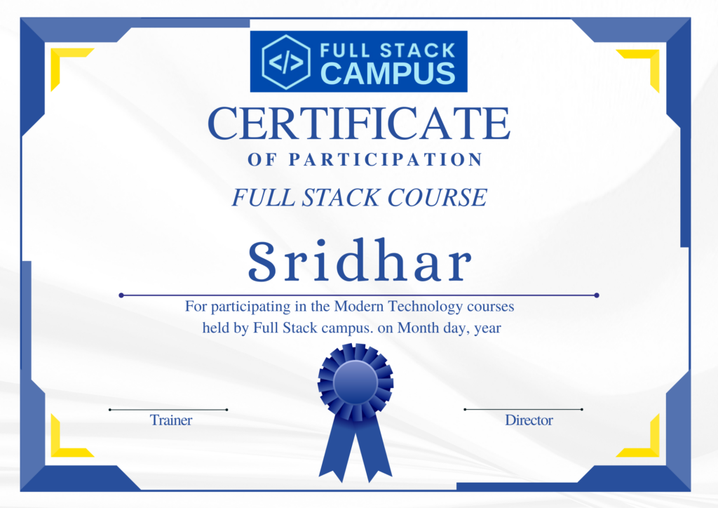 full stack course certificate